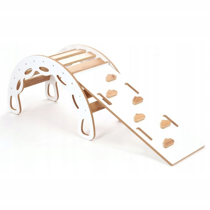 Bujak Montessori + ścianka/zjeżdżalnia biało-dębowy BM-310