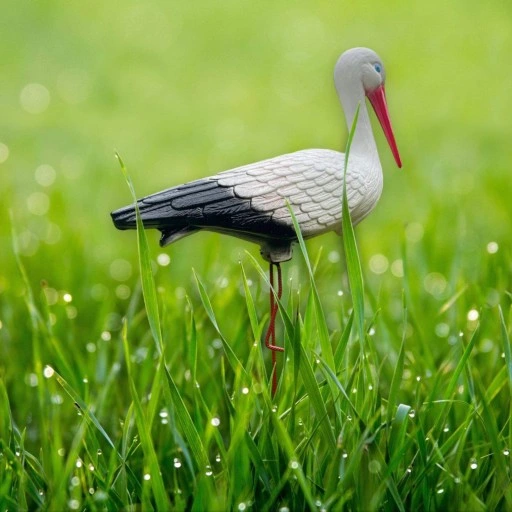BOCIAN OGRODOWY STOJĄCY FIGURKA DO OGRODU PTAK WBIJANY DUŻY
