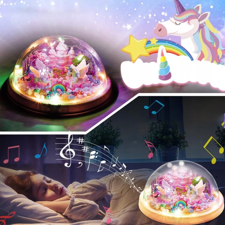 ZESTAW LAMPKA NOCNA Z POZYTYWKĄ DO TWORZENIA JEDNOROŻCÓW DLA DZIEWCZYNEK