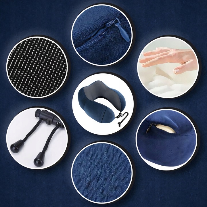 PODUSZKA TURYSTYCZNA PODRÓŻNA ROGAL NA SZYJĘ Z PIANKI MEMORY DO SAMOLOTU