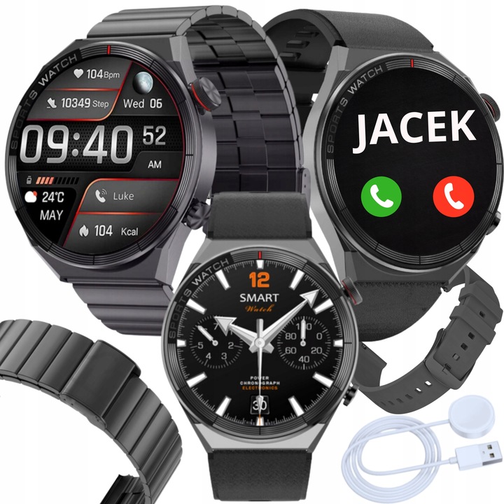 SMARTWATCH ZEGAREK MĘSKI ROZMOWY POLSKIE MENU PULS CIŚNIENIE POWIADOMIENIA