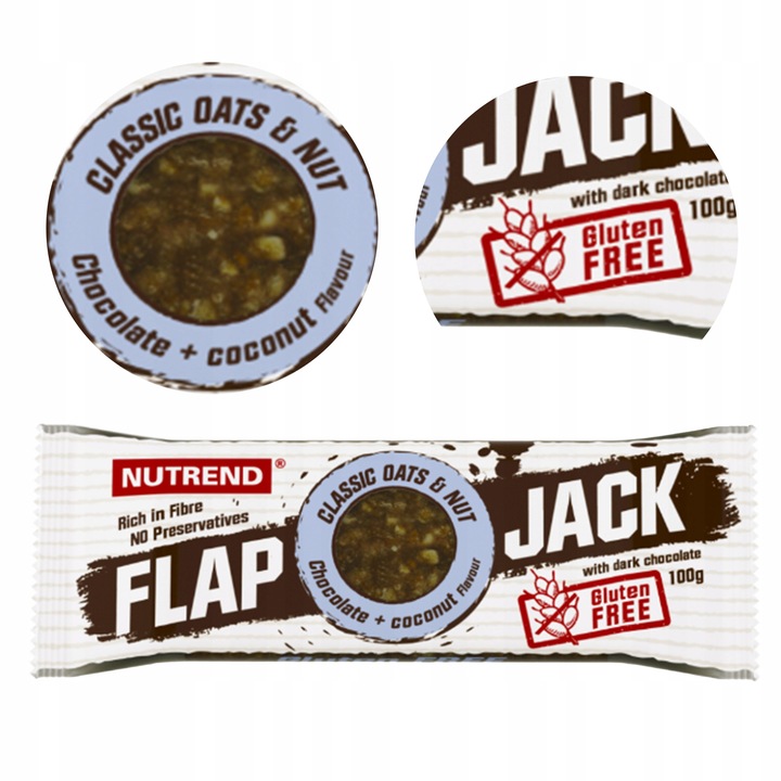 20 x BATON ENERGETYCZNY NUTREND FLAPJACK 100G CZEKOLADA WIŚNIA BEZGLUTENOWY