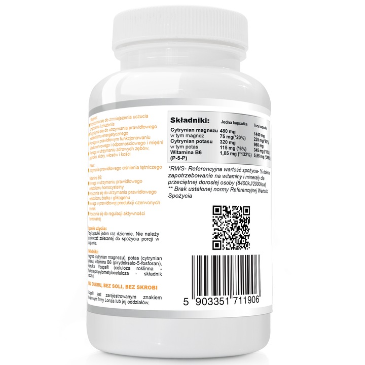CYTRYNIAN MAGNEZU i POTAS i B6 240k magnez Vege