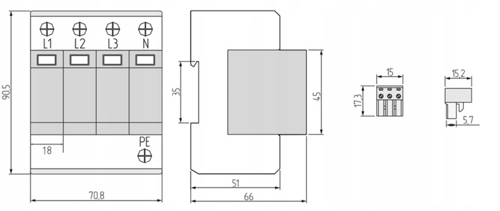 OGRANICZNIK OCHRONNIK PRZEPIĘĆ PRZEPIĘCIOWY 1-FAZ B+C T1 T2 1P 6kA AC