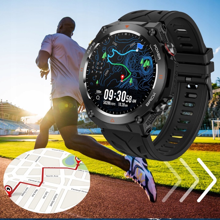 Zegarek męski SMARTWATCH RBN z GPS KOMPASEM BAROMETREM ROZMOWY BATERIA 600