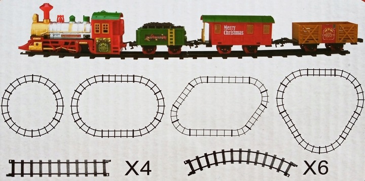 KOLEJKA ELEKTRYCZNA DELUXE ŚWIĄTECZNA Z OŚWIETLENIEM DŹWIĘKIEM POD CHOINKĘ