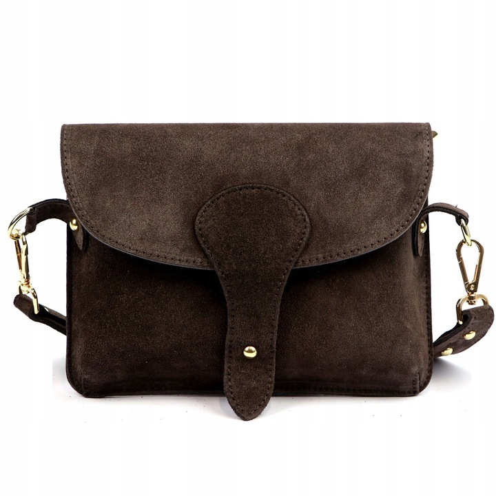 Czekoladowa torebka zamszowa włoska listonoszka ciemny brąz Laura Biaggi