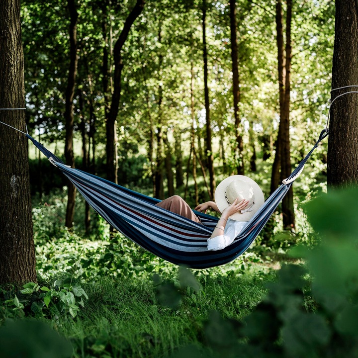 HAMAK Ogrodowy 2 Osobowy HUŚTAWKA XXL 200x150cm 2 Liny Pasy Haki Pokrowiec