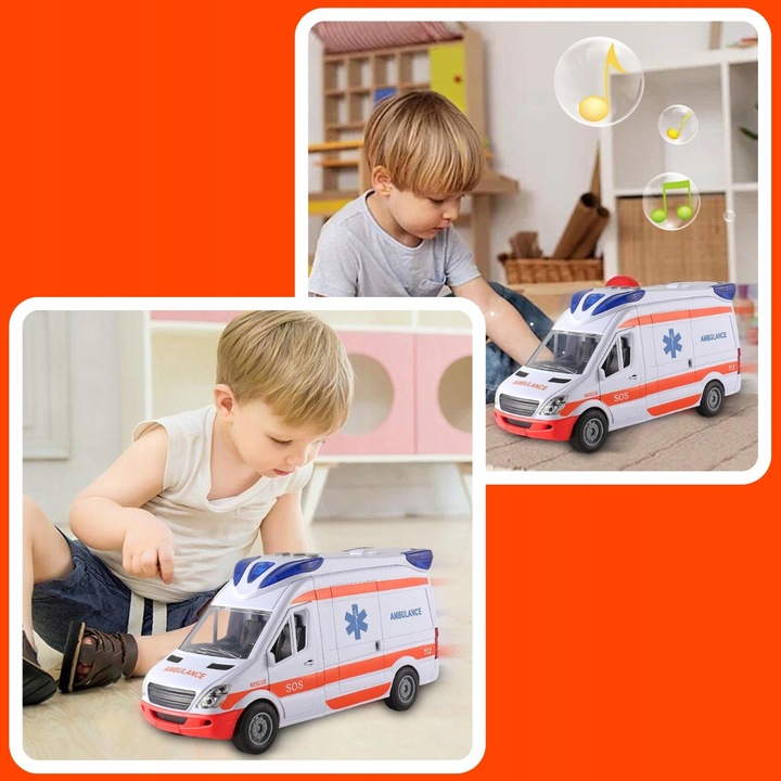 Auto Karetka Pogotowia Ambulans Bus Napęd Dźwięki Otwierane Drzwi z noszami