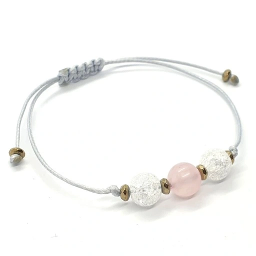 BRANSOLETKA NoVa Kryształ Górski Kwarc Różowy