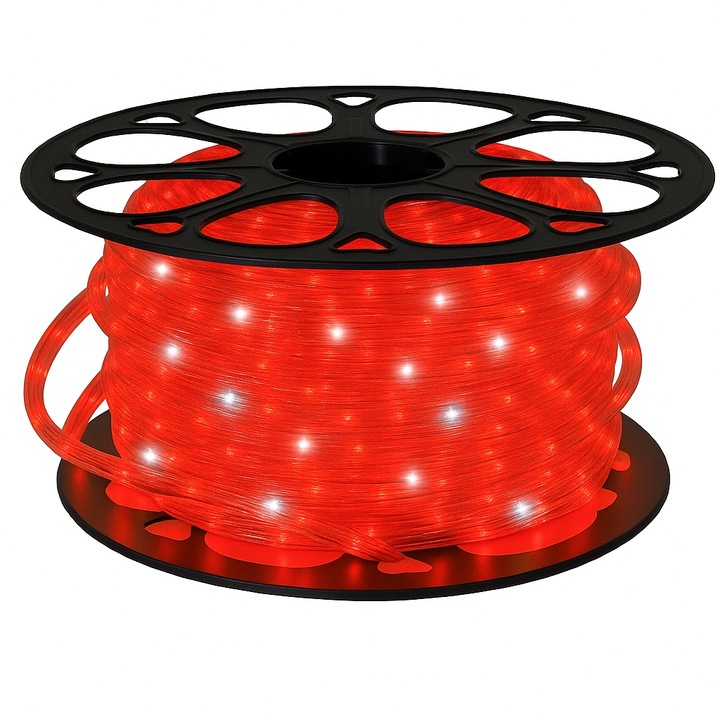 Wąż Świetlny LED Flash Czerwony + Biały Zimny 50m IP44 Okrągły Zewnętrzny