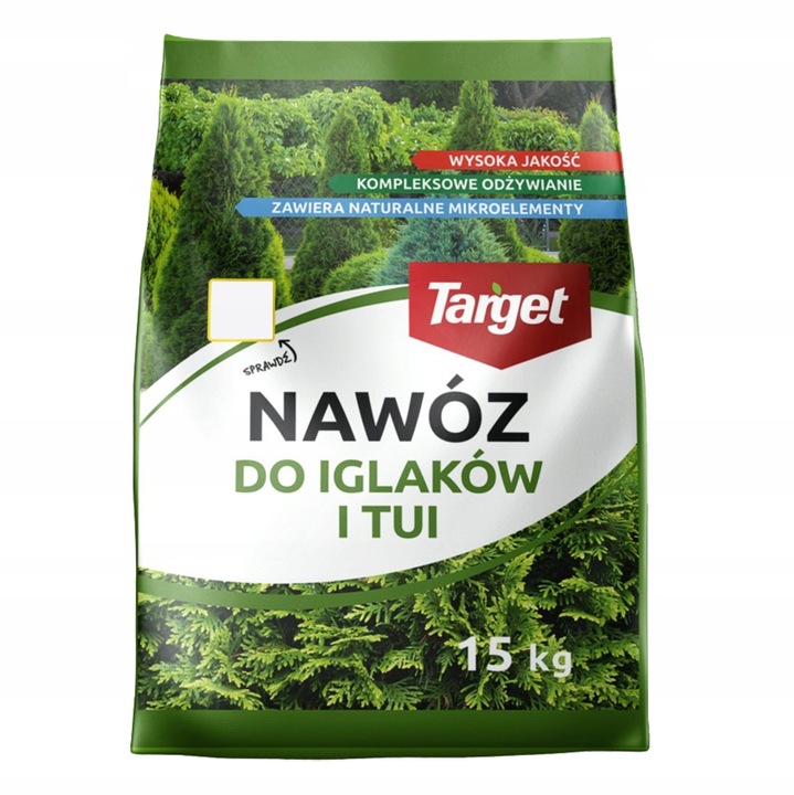DUŻY NAWÓZ DO IGLAKÓW I TUI BOGATY SKŁAD WYBARWIENIE IGIEŁ 15 KG TARGET