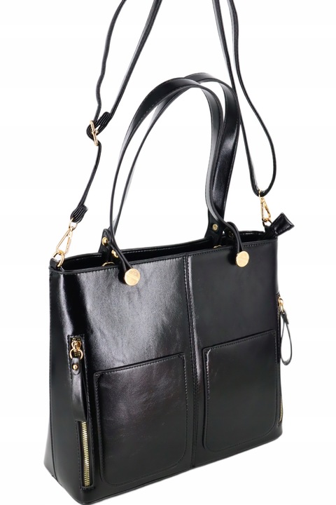 Torebka damska klasyczna teczka duża A4 wiele kieszeni wielozadaniowa