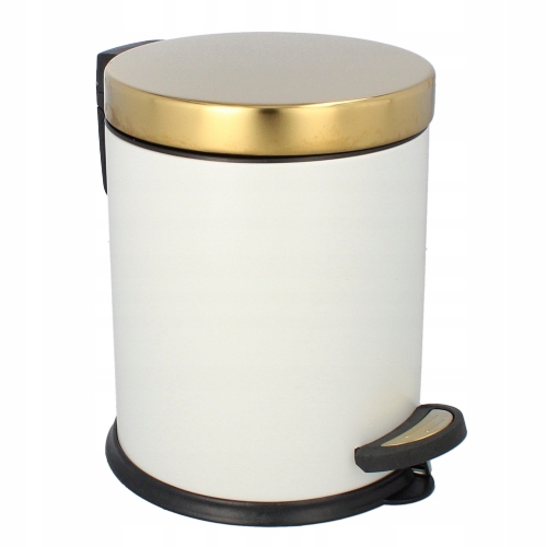 Kosz okrągły z pedałem łazienkowy okrągły z wkładem Easyform biało-złoty 3l