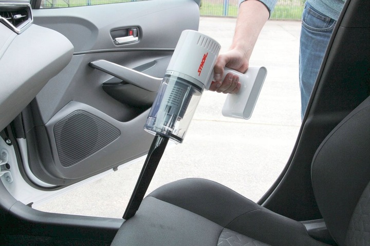 BEZPRZEWODOWY ODKURZACZ SAMOCHODOWY RĘCZNY 100W +NASADKI BEZWORKOWY STHOR