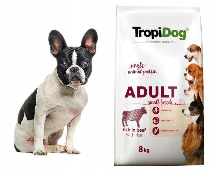 TROPIDOG Small Mini Beef 8kg Adult Wołowina dla małych ras