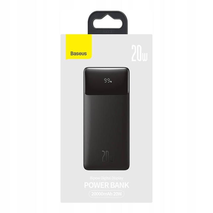 BASEUS POJEMNY DUŻY SZYBKI POWERBANK 20000MAH QC 20W POWER BANK USB A USB-C