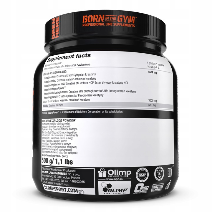 OLIMP CREATINE XPLODE 500g STACK MONOHYDRAT MIX 6 KREATYNA SMAK GREJPFRUT