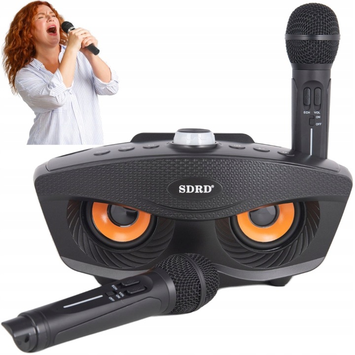 KARAOKE BEZPRZEWODOWY ZESTAW GŁOŚNIK 2 MIKROFONY BLUETOOTH NA IMPREZY SUPER