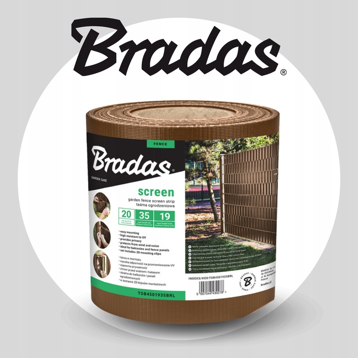 Taśma ogrodzeniowa brązowa 19 cm x 35 m OSŁONA NA OGRODZENIE PANELOWE PŁOT