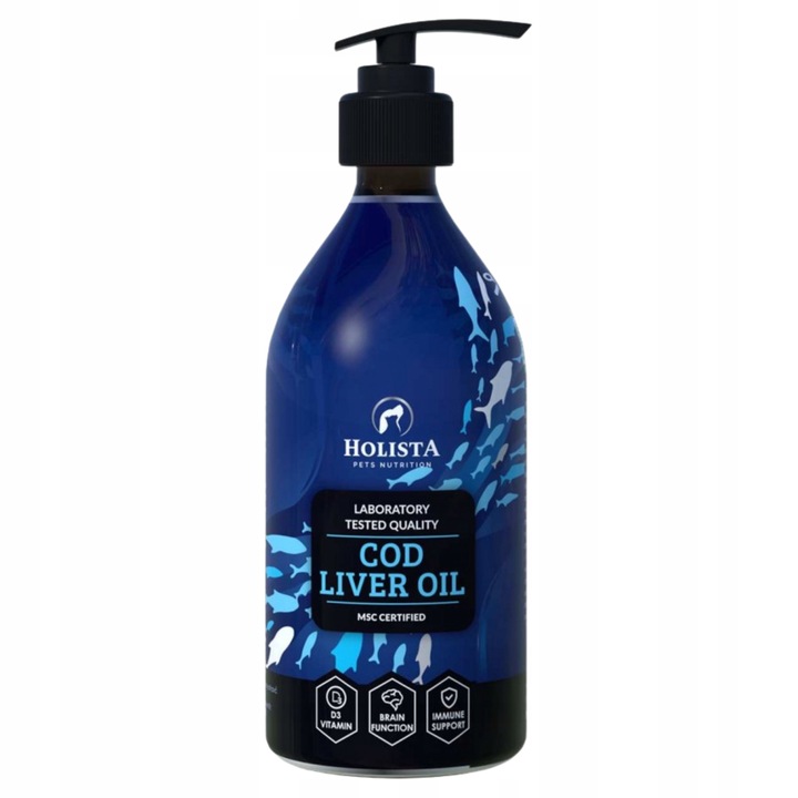 HOLISTA Cod Liver Oil 500 ml Tran z dorsza dla psa i kota SUPLEMENT