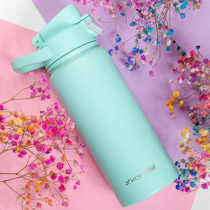 KUBEK TERMICZNY TERMOS STALOWY 100% SZCZELNY pojemny bidon KAMILLE 600 ml