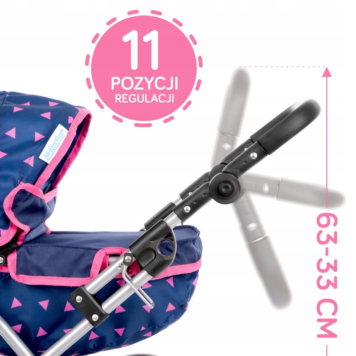 KINDERPLAY WÓZEK DLA LALEK GŁĘBOKI GONDOLA SKŁADANY TORBA REGULOWANA RĄCZKA