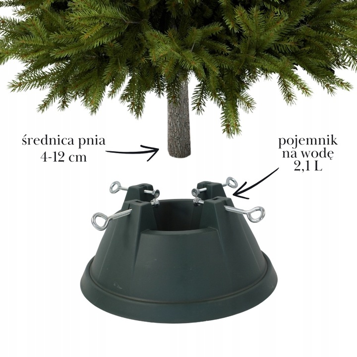 Stojak pod choinkę ZIELONY nowoczesny POJEMNIK na wodę 2,2m STABILNY średni