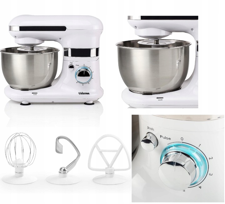PLANETARNY mikser Robot kuchenny 600W misa RVS 4L 3 mieszadła 6 prędkości