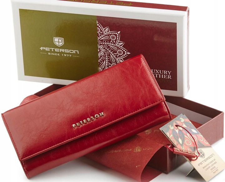 PETERSON pojemny portfel skórzany damski bigiel