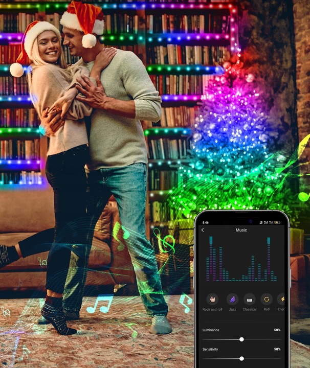 Lampki choinkowe LED RGB USB Bluetooth Smart 20m SuperLED Aplikacja Pilot