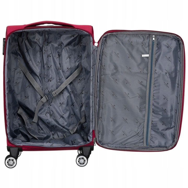 Duża walizka z wytrzymałej tkaniny poliestrowej w czerwono-niebieskim kolor
