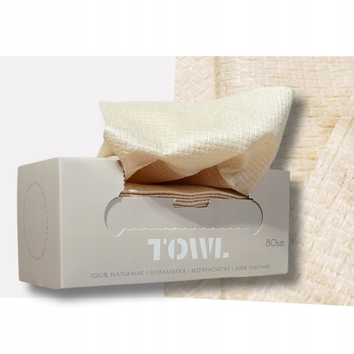 BAMBUSOWE JEDNORAZOWE RĘCZNIKI DO TWARZY 80 szt. - TOWL BAMBOO