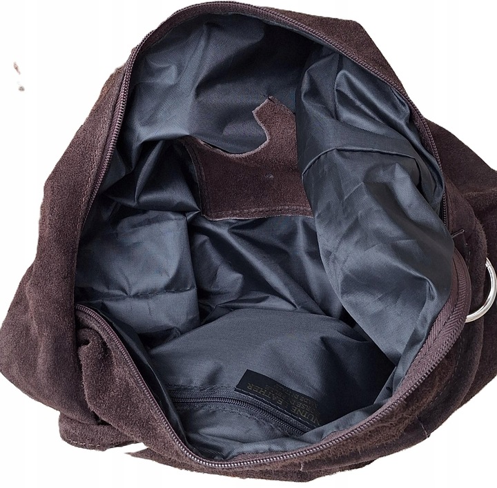 Torebka CZEKOLADOWA zamszowa WOREK Vera Pelle SKÓRA ZAMSZ NATURALNY