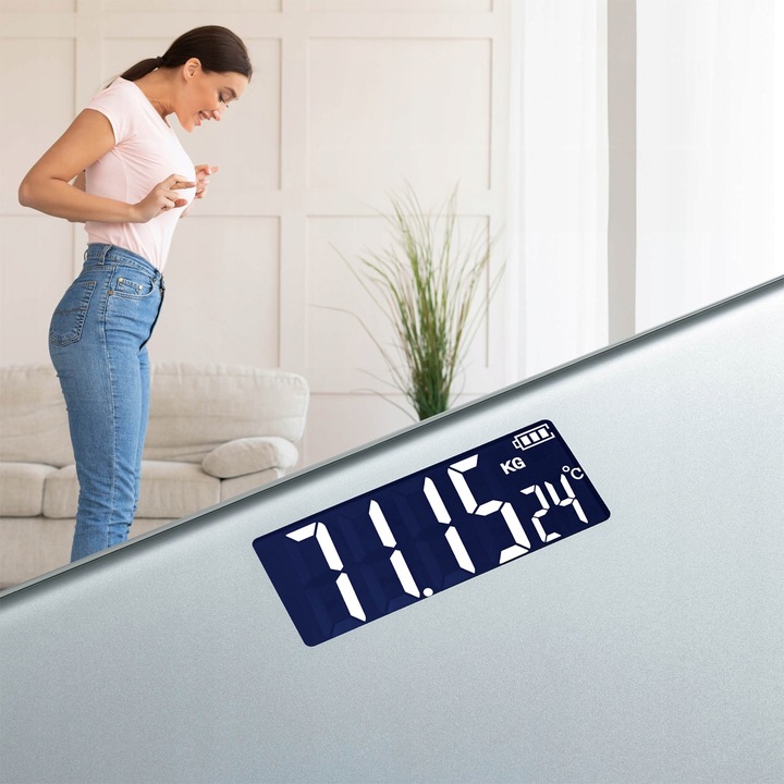 Waga łazienkowa Grundig z termometrem WYŚWIETLACZ LCD SZKLANA do 180kg