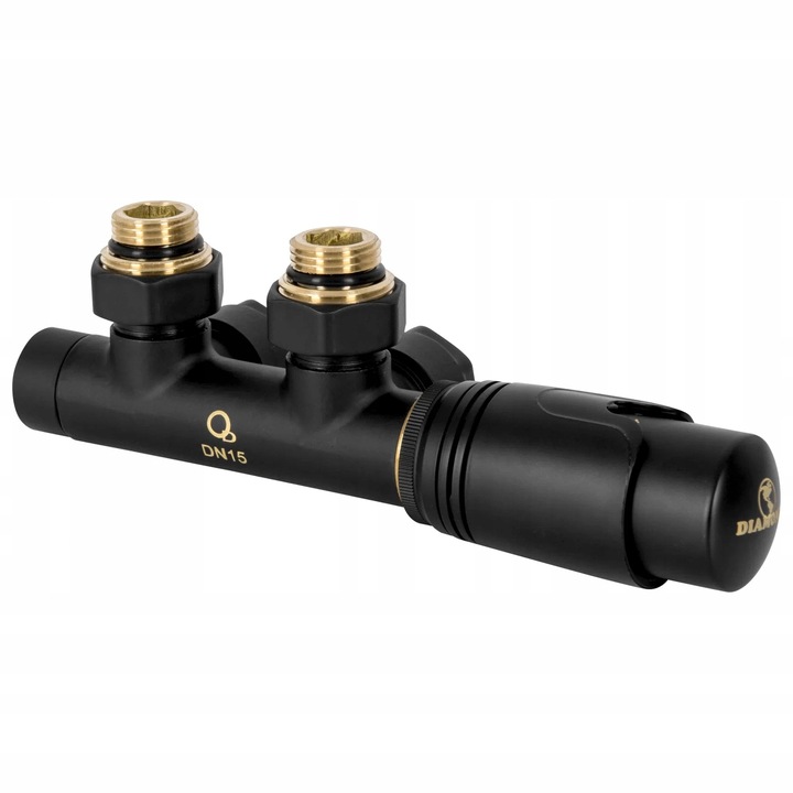 DUOPLEX ZAWÓR DO GRZEJNIKA 1/2 KĄTOWY CZARNY MAT WYSOKA JAKOŚĆ