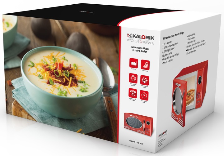 KUCHENKA MIKROFALOWA GRILL MIKROFALÓWKA RETRO 1000W 23L CZERWONA MIKROFALA