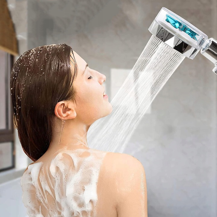 OSZCZĘDNA TURBO SŁUCHAWKA PRYSZNICOWA Z TURBINĄ WENTYLATOREM +WĄŻ+4xFILTR