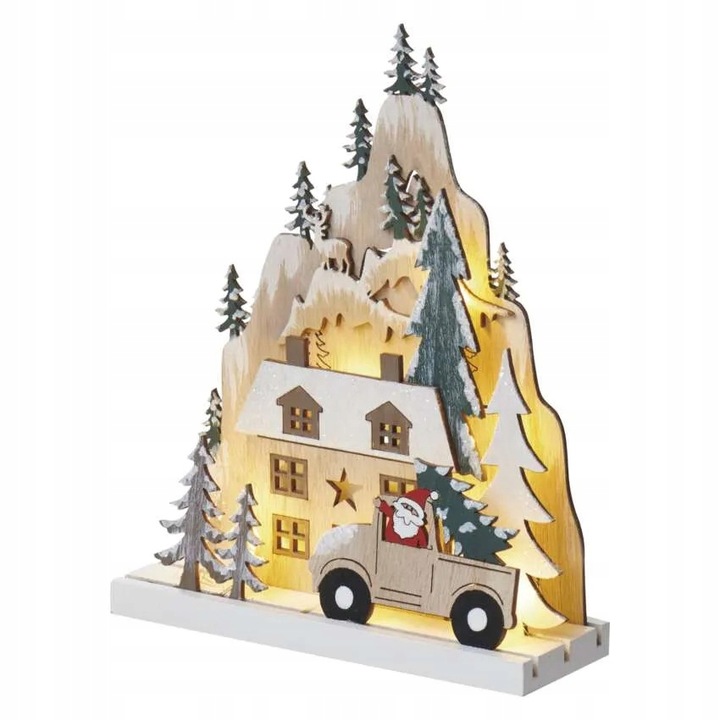 Dekoracja świąteczna LED wioska 3D 17x22 cm 2x AA timer DCWW17