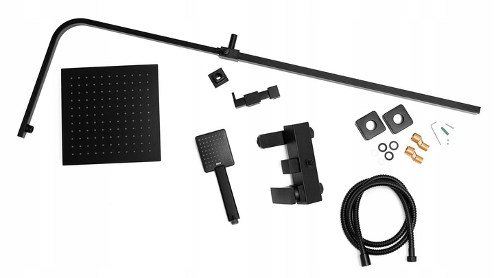 Zestaw prysznicowy natynkowy Bateria kolumna Mikka CZARNY MAT