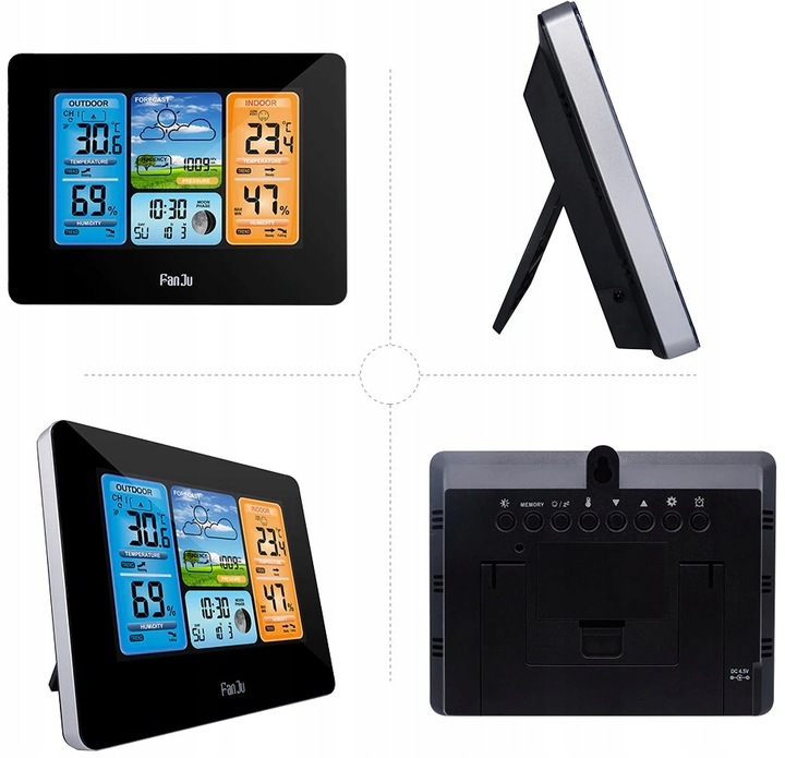 BEZPRZEWODOWA STACJA POGODOWA POGODY Higrometr Termometr Czujnik Zegar Data