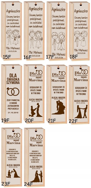 PUDEŁKO SKRZYNKA NA WINO GRAWER PREZENT ŚLUB PRIM