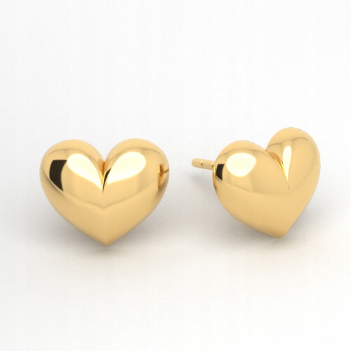 Kolczyki sztyfty serduszka srebro pozłacane pudełko gratis