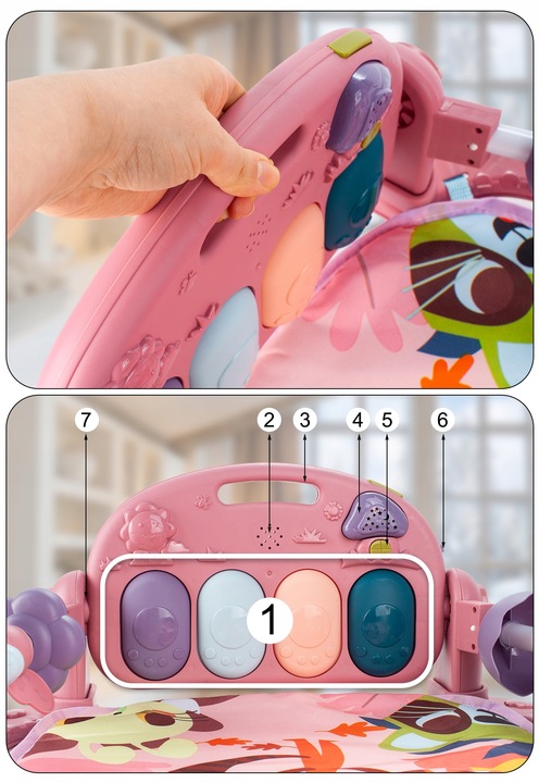 MATA EDUKACYJNA INTERAKTYWNA Z PIANINKIEM GRZECHOTKI GRYZAKI DLA NIEMOWLĄT