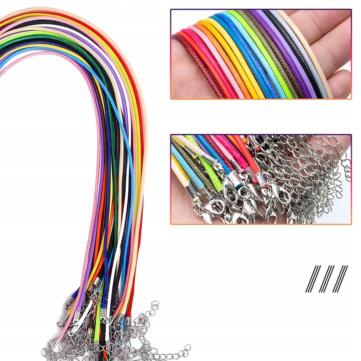 20× Naszyjnik Rzemyk kolor z zapięciem 45cm