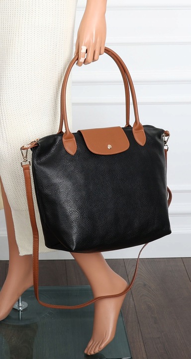 Torebka Damska Shopperka Pojemna A4 Modna Torba Listonoszka PU682 czarna