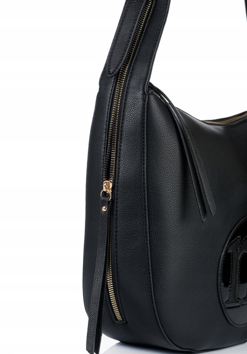 Torebka DUŻA Listonoszka MONNARI CZARNA LOGO Pojemna Praktyczna do pracy