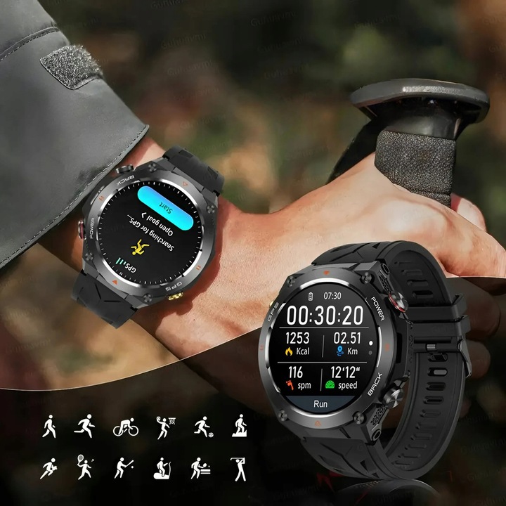 SMARTWATCH Zegarek GPS BAROMETR KOMPAS CIŚNIENIOMIERZ ROZMOWY