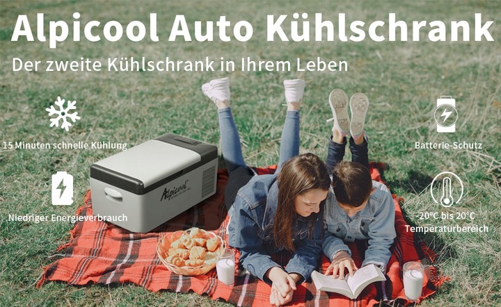 Alpicool lodówka turystyczna 12V 15 L do samochodu ciężarówki łodzi kampera