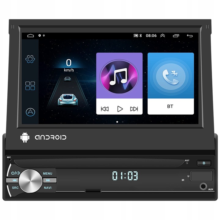 RADIO SAMOCHODOWE 1 DIN ANDROID 13 GPS USB WIFI DAB+ WYSUWANY AUX CARPLAY